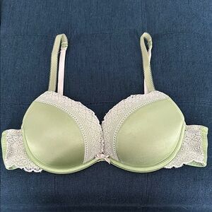 Aerie Emma Lace Trim Green Pushup Bra - 34B